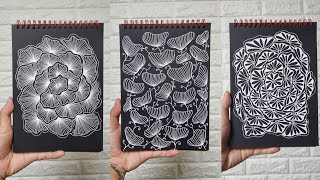 Zentangle Compilation || Black Sketchbook edition||  doodle || Zentangle inspired art for beginners