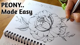 How To Draw PEONY...