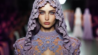 Runway Crochet: Lilac #crochet #fashion #trend #youtubeshorts #trending #trouser #style #moda #dress