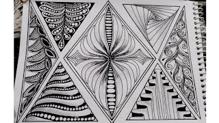 7 Easy Zentangle Patterns for beginners | how to draw Zendoodle| #drawing #zentangle #art #howtodraw