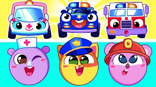 Wheels On The Ambulance | Fire Truck | Police Car | Funny Toddler Cartoons by Toddler Zoo Tales