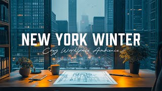 New York Winter Jazz - Work from Home with Scenic Views of the Snowy Cityscape | Cozy Jazz Music ❄️🎶