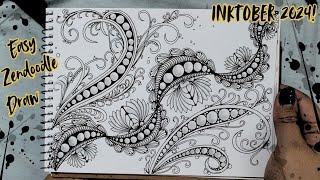 Easy Calming Zendoodle Drawing for you to try, inktober 2024 day 12