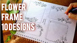 How To Draw FLOWER FRAMES || FRAME Designs || Botanicals || Bullet journaling